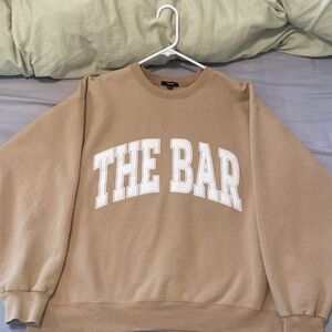 The Bar Varsity Sweatshirt Tan/Beige/White Large